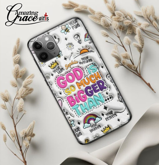 God Is So Much Bigger Than Your Pain Your Regrets - Glass Phone Case - Image 3