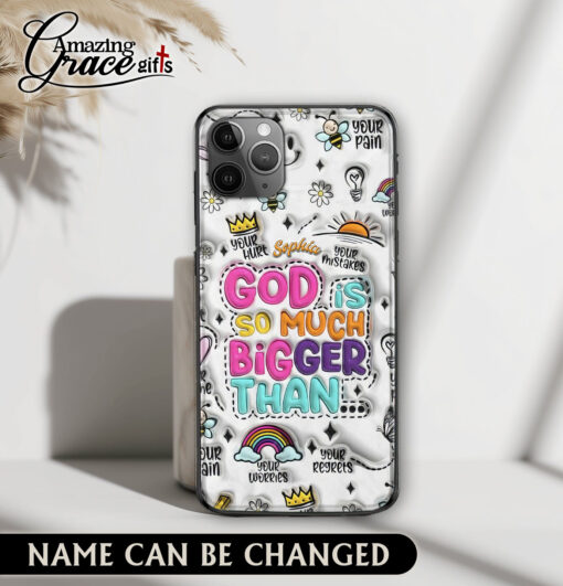 God Is So Much Bigger Than Your Pain Your Regrets - Glass Phone Case