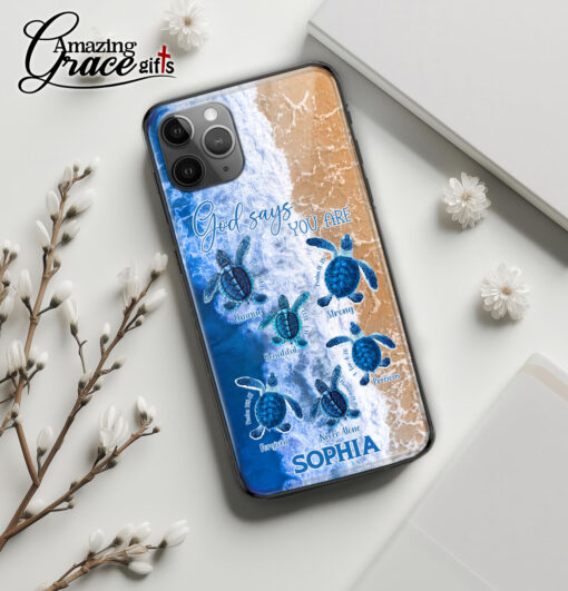 Sea Turtles God Says I Am  - Glass Phone Case - Image 2