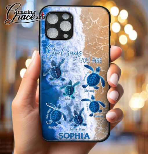 Sea Turtles God Says I Am  - Glass Phone Case - Image 4