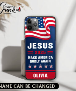 Jesus 2025 Make America Godly Again - Glass Phone Case