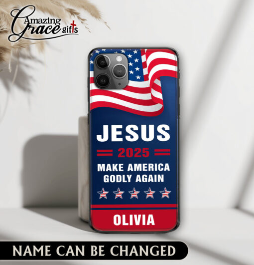 Jesus 2025 Make America Godly Again - Glass Phone Case