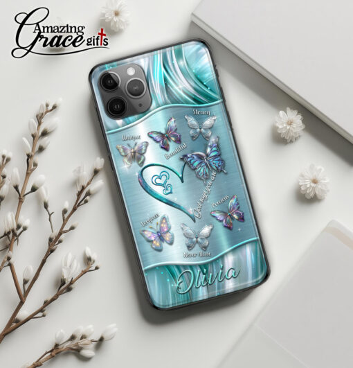 Butterflies God Says I Am - Glass Phone Case - Image 2