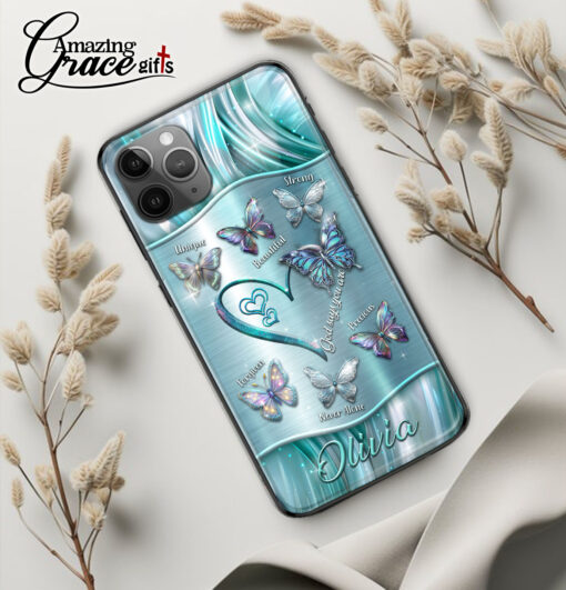 Butterflies God Says I Am - Glass Phone Case - Image 3
