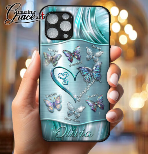 Butterflies God Says I Am - Glass Phone Case - Image 4