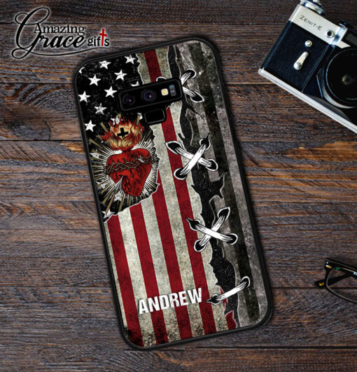 American Flag Jesus Christ Sacred Heart - Soft Phone Case - Image 2