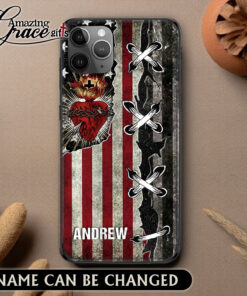 American Flag Jesus Christ Sacred Heart - Glass Phone Case