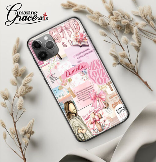 Cute Coquette Jesus Christ God Is Good - Glass Phone Case - Image 3