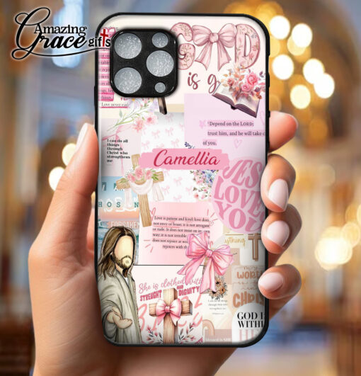 Cute Coquette Jesus Christ God Is Good - Glass Phone Case - Image 4