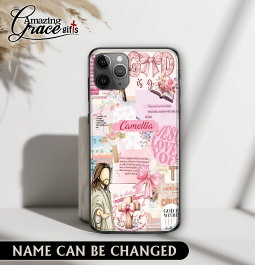 Cute Coquette Jesus Christ God Is Good - Glass Phone Case
