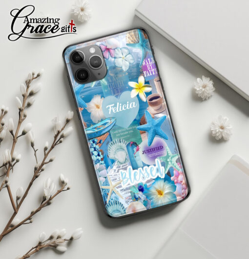 Summer Ocean Jesus Christ Walk By Faith - Glass Phone Case - Image 2