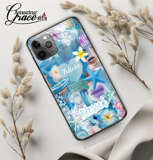 Summer Ocean Jesus Christ Walk By Faith - Glass Phone Case - Image 3
