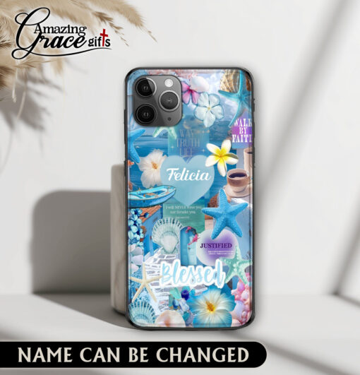 Summer Ocean Jesus Christ Walk By Faith - Glass Phone Case
