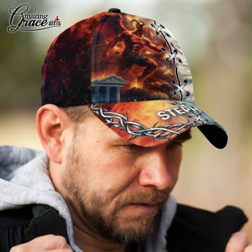 Jesus Christ Fighting Satan Devil - Classic Cap - Image 4