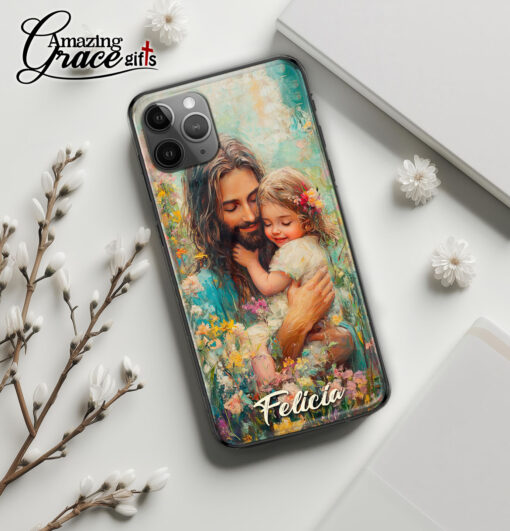 Jesus Christ Holding Baby - Glass Phone Case - Image 2