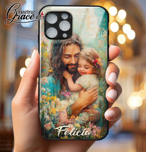 Jesus Christ Holding Baby - Glass Phone Case - Image 4