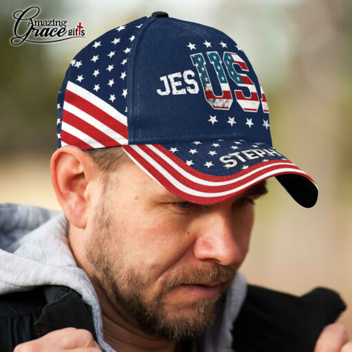 American Flag Jesusaves Jesus Saves Patriotic Christian - Classic Cap - Image 4