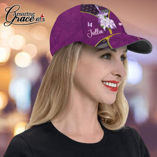 Flower Purple Cross Christian Faith  - Classic Cap - Image 4