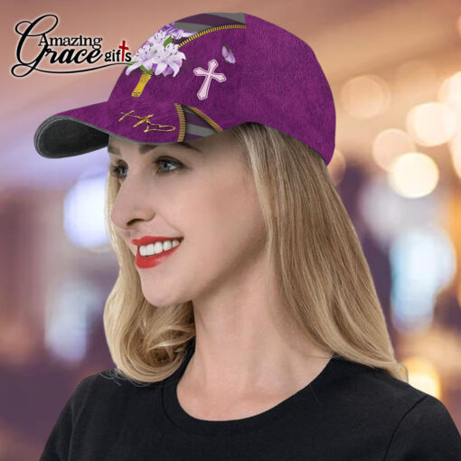 Flower Purple Cross Christian Faith  - Classic Cap - Image 5