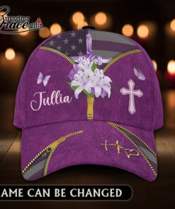 Flower Purple Cross Christian Faith  - Classic Cap