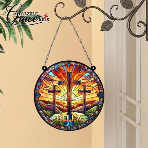 Jesus Christ The Hill Of Three Crosses - Suncatcher - Image 3