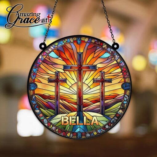Jesus Christ The Hill Of Three Crosses - Suncatcher - Image 4