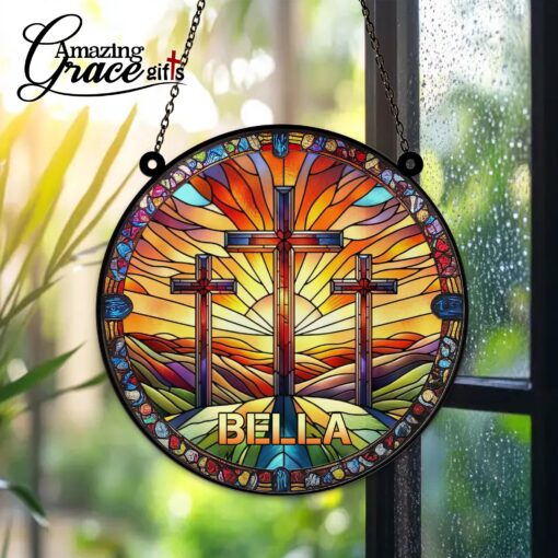 Jesus Christ The Hill Of Three Crosses - Suncatcher - Image 5