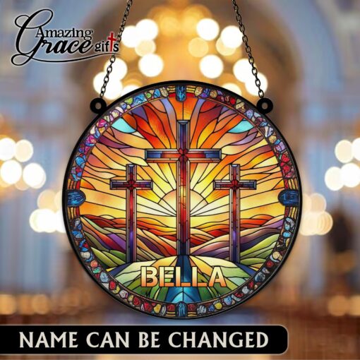 Jesus Christ The Hill Of Three Crosses - Suncatcher