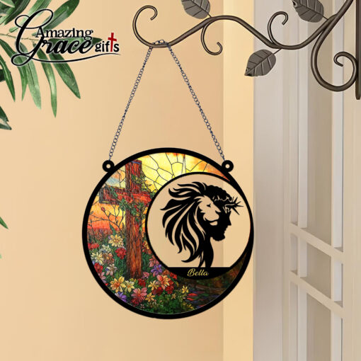 Lion Jesus Christ Flower Cross - Suncatcher - Image 3