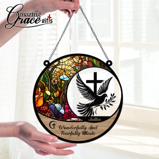 Jesus Dove Wonderfully And Fearfully Made - Suncatcher - Image 2