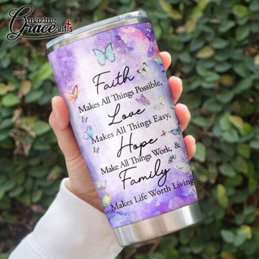Jesus Christ Cross Faith Hope Love Family  - Stainless Steel Tumbler 20oz - Image 3