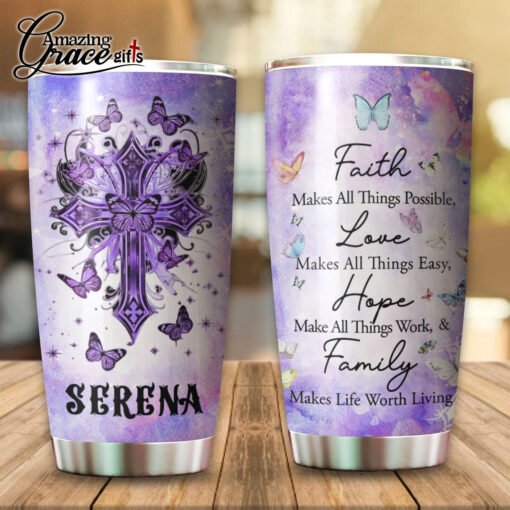 Jesus Christ Cross Faith Hope Love Family  - Stainless Steel Tumbler 20oz - Image 5