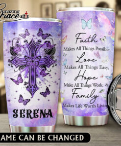 Jesus Christ Cross Faith Hope Love Family  - Stainless Steel Tumbler 20oz