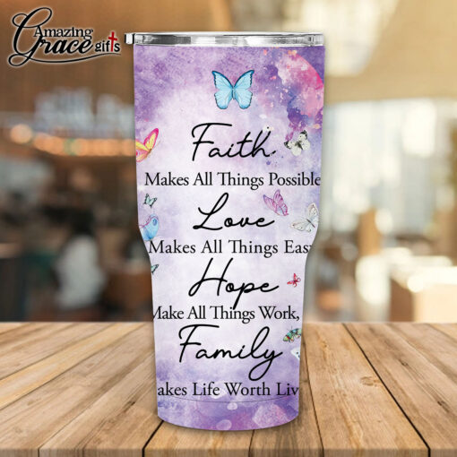 Jesus Christ Cross Faith Hope Love Family  - Stainless Steel Tumbler 30oz - Image 2