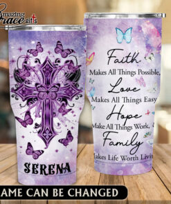 Jesus Christ Cross Faith Hope Love Family  - Stainless Steel Tumbler 30oz
