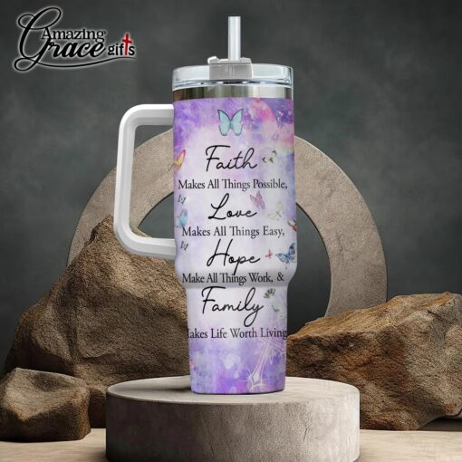 Jesus Christ Cross Faith Hope Love Family  - Stainless Steel Tumbler 40oz - Image 3