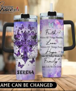 Jesus Christ Cross Faith Hope Love Family  - Stainless Steel Tumbler 40oz