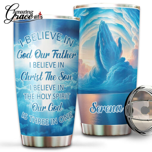 I Believe In God Our Father Christ The Son The Holy Spirit - Stainless Steel Tumbler 20oz - Image 2