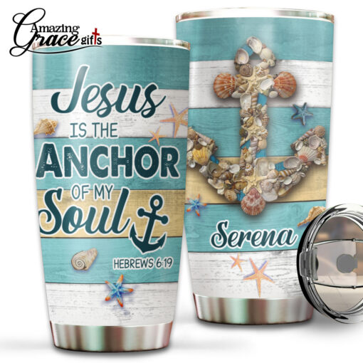 Summer Beach Seashells Jesus Is The Anchor Of My Soul - Stainless Steel Tumbler 20oz - Image 2