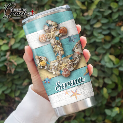 Summer Beach Seashells Jesus Is The Anchor Of My Soul - Stainless Steel Tumbler 20oz - Image 3