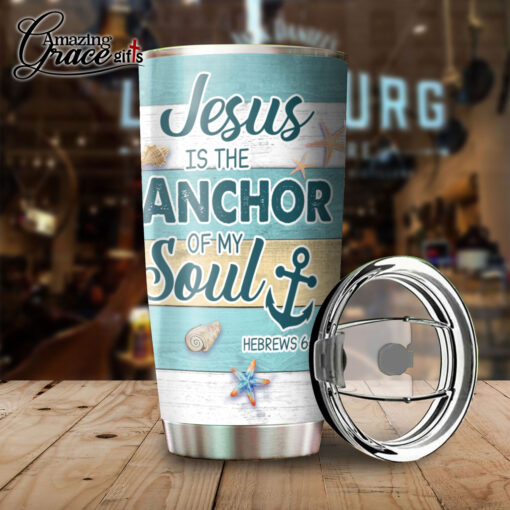 Summer Beach Seashells Jesus Is The Anchor Of My Soul - Stainless Steel Tumbler 20oz - Image 4