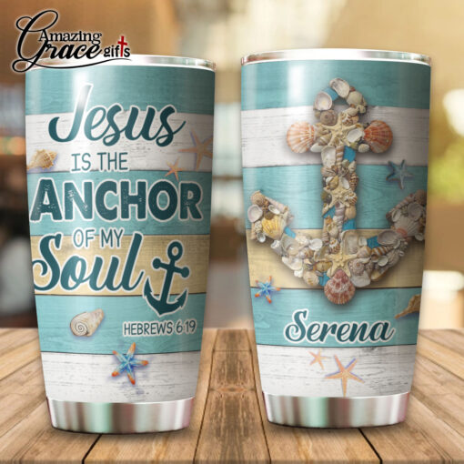 Summer Beach Seashells Jesus Is The Anchor Of My Soul - Stainless Steel Tumbler 20oz - Image 5