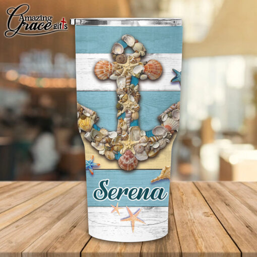 Summer Beach Seashells Jesus Is The Anchor Of My Soul - Stainless Steel Tumbler 30oz - Image 2