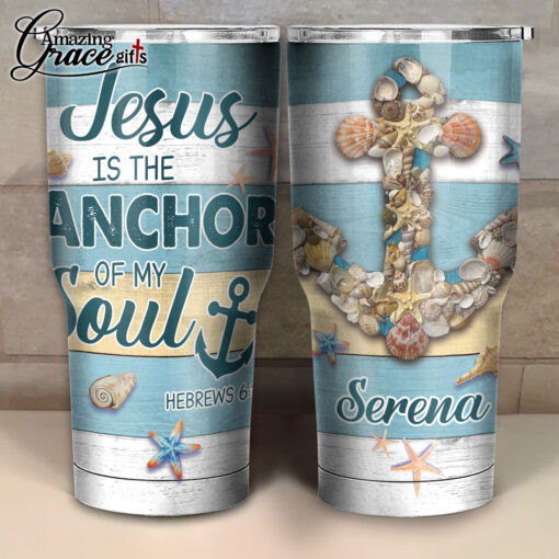 Summer Beach Seashells Jesus Is The Anchor Of My Soul - Stainless Steel Tumbler 30oz - Image 3