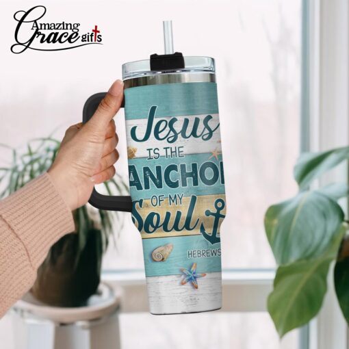 Summer Beach Seashells Jesus Is The Anchor Of My Soul - Stainless Steel Tumbler 40oz - Image 2