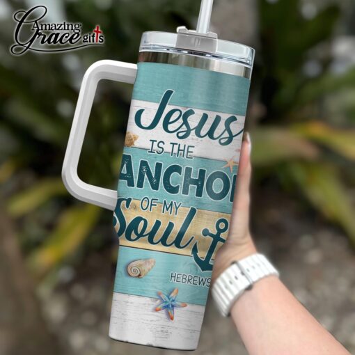 Summer Beach Seashells Jesus Is The Anchor Of My Soul - Stainless Steel Tumbler 40oz - Image 4