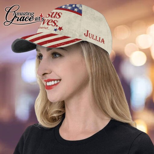 Funny American Flag Jesus Saves I Spend - Classic Cap - Image 5