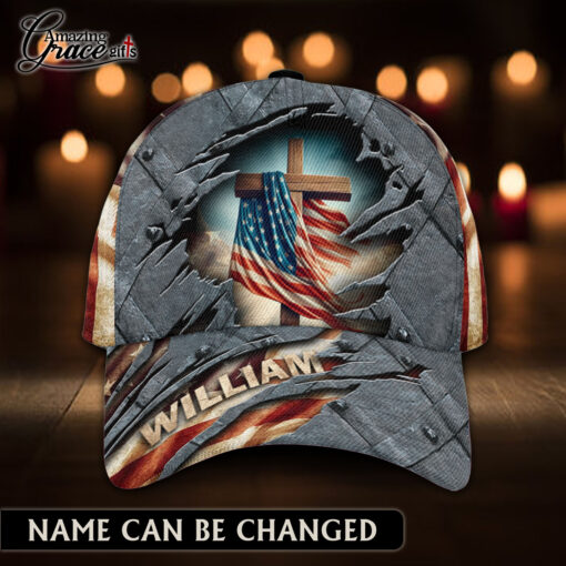 American Flag Jesus Christ Cross Patriotic Christian - Classic Cap