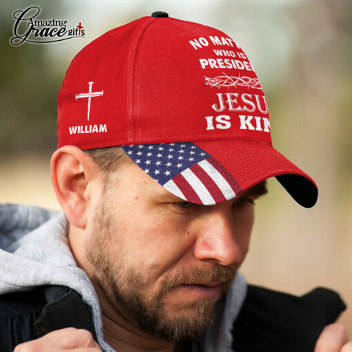 American Flag No Matter Who Is President Jesus Is King - Classic Cap - Image 4