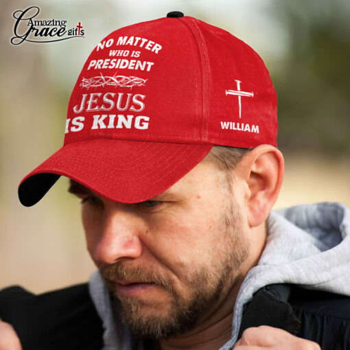 American Flag No Matter Who Is President Jesus Is King - Classic Cap - Image 5